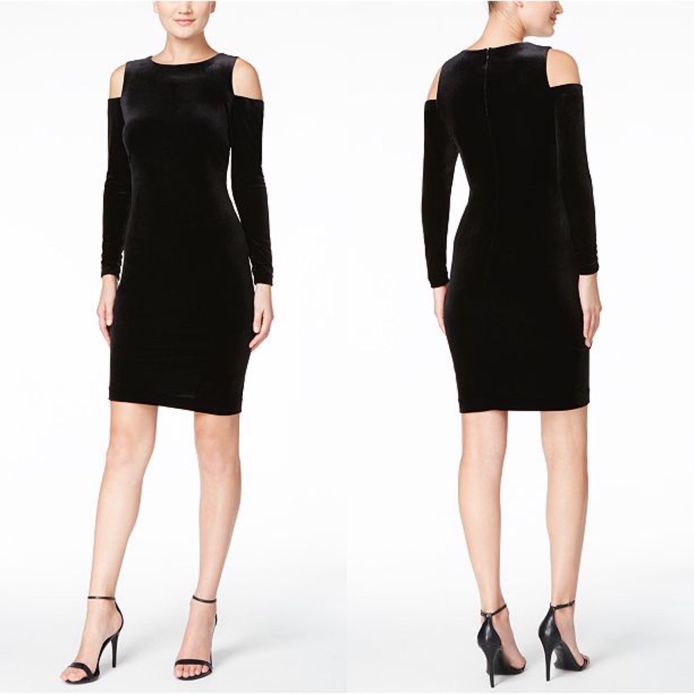 Calvin Klein | Velvet Cold-Shoulder Sheath Dress